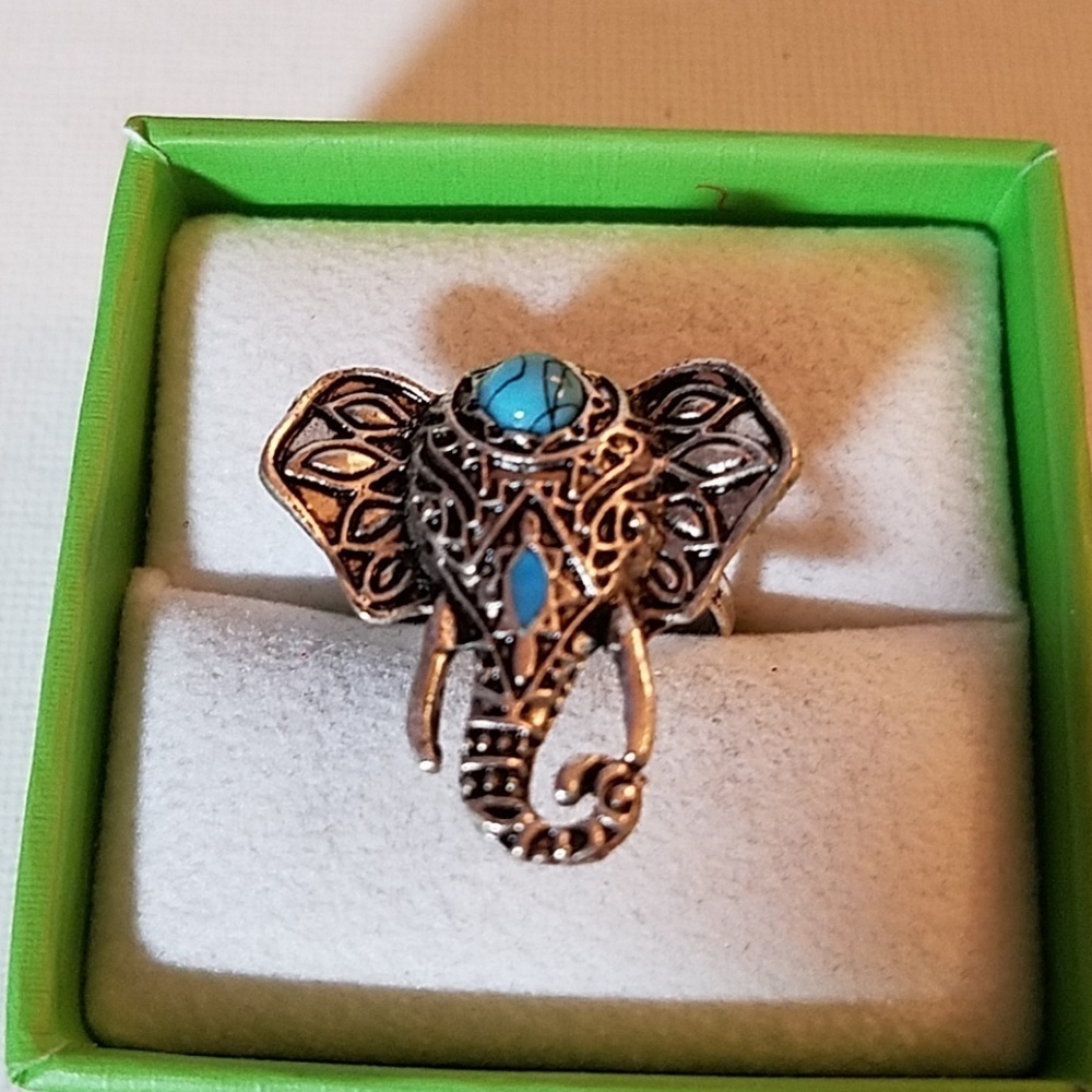 Silver Adjustable Turquoise Ring